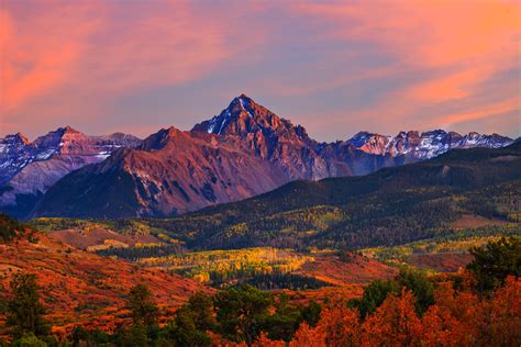 Mount Sneffels Sunset Southwest Colorado Fall Color Print Photos By