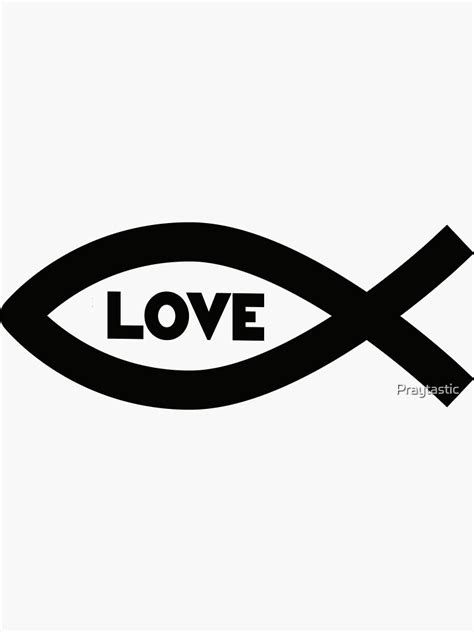 Jesus Fish Symbol Sticker With Word Love Inside Ichthys Ichthus