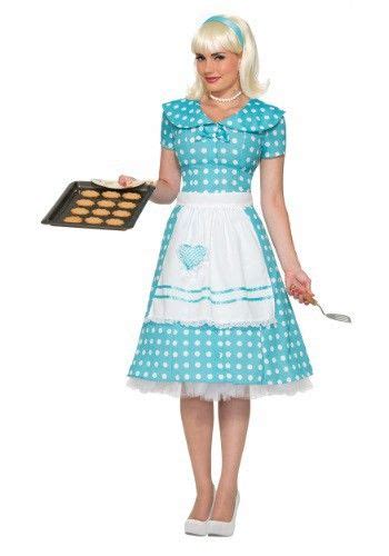Womens Polka Dot Housewife Costume Housewife Dress Housewife