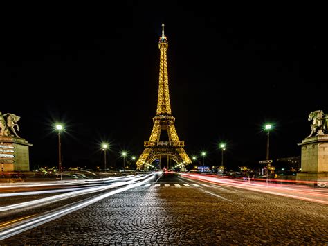 1920x1080 free hd wallpaper for pc full hd download high definiton wallpapers windows 10. France Eiffel Tower Paris Traffic Trails And Street Lights ...