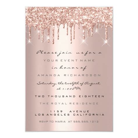 Spark Glitter Drips Rose Gold Bridal Sweet 16th Invitation Artofit