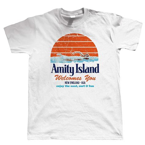 Buy Amity Island Mens Funny T Shirt Inspired By Jaws Blockbuster Film