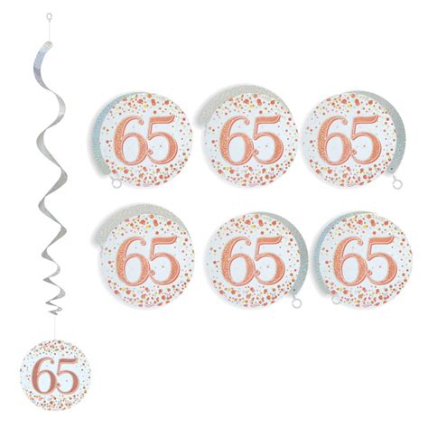 65th Birthday Decorations Rose Gold Hanging Swirls Party Save Smile