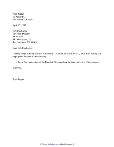 Employment Resignation Letter