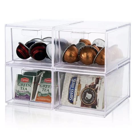 Custom Stackable Home Office Clear Acrylic Drawer Coffee Pod Storage