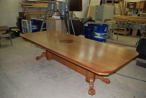 Quarter Sawn Oak Conference Table With Carved Logo Conference Table