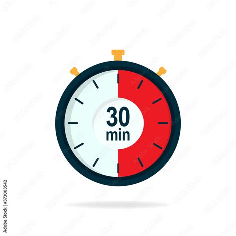 30 Minutes Timer Stopwatch Symbol In Flat Style Editable Isolated