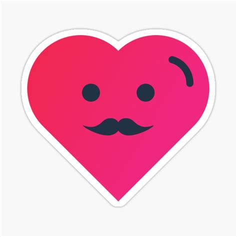 Moustache Heart Sticker For Sale By Kyleware Redbubble
