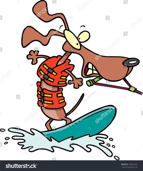 Cartoon Dog Water Skiing Stock Vector Royalty Free 578581024