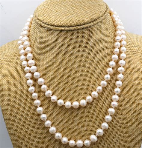 Beautiful 8 9mm White Akoya Freshwater Cultured Pearl Necklace 32inch