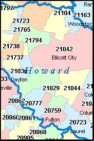 Howard County Md Zip Code Map Gambaran