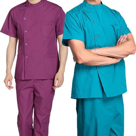 Mens Super Comfy Medical Scrubs Nursing Uniform With Stand Collar