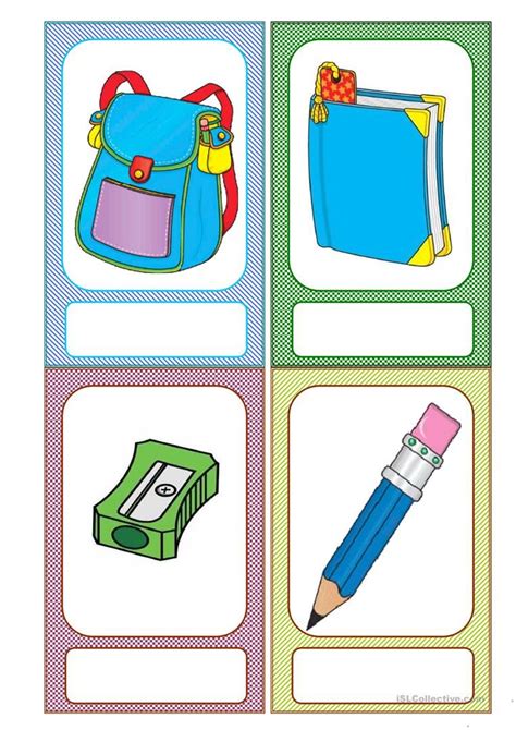 School Objects Flashcards English Esl Worksheets Flashcards Kids