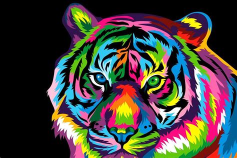 Tiger Colorful Popart Vector Artwork Vector Artwork Colorful Animal