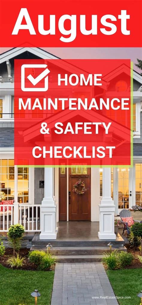 9 August Home Maintenance And Safety Tasks Checklist