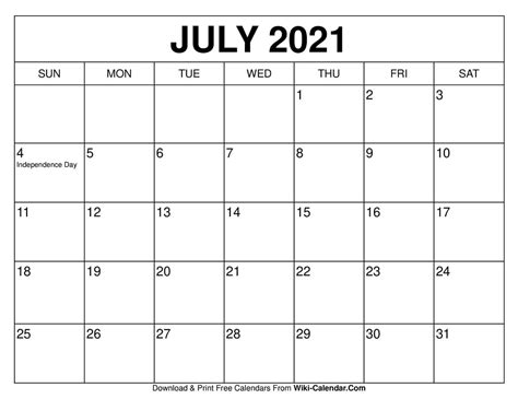 Current events for july 2021: 2021 Print Free Calendars Without Downloading | Calendar ...