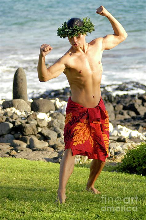 A Masculine Male Hula Dancer Exhibits His Manly Hula Style Photograph