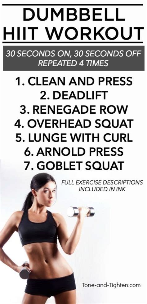 Minute At Home Dumbbell HIIT Workout Strength Intervals From Tone And Tighten Com Hiit