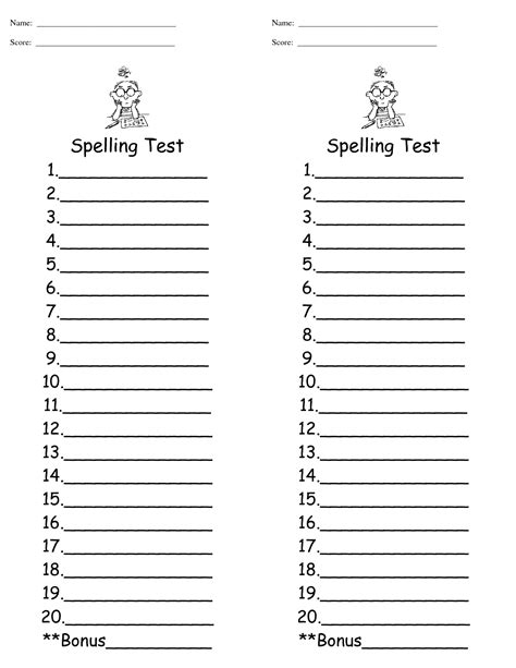 16 Free Spelling Test Worksheet