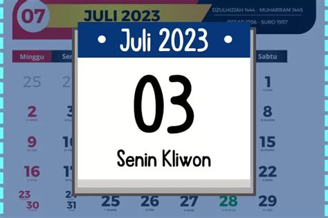 Kalender Jawa Hari Ini Senin 3 Juli 2023 Lengkap Bagaimana Watak Si