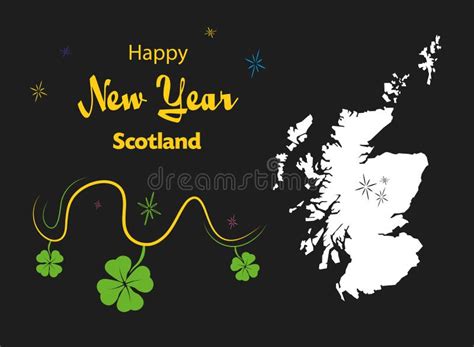 Happy New Year Theme With Map Of Scotland Stock Illustration