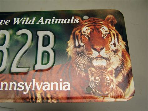Pennsylvania Tiger License Plate Pa Penna Wildlife Save Wild Animals Pz