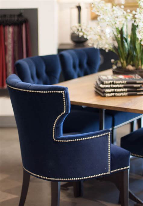 Crushed Velvet Royal Blue Dining Chairs And Wood Table Blue Dining