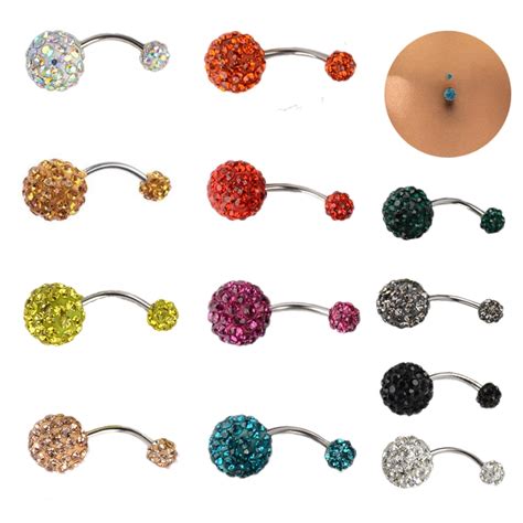 1pcs Piercing Navel Surgical Steel Single Crystal Rhinestone Belly Button Rings Navel Piercing