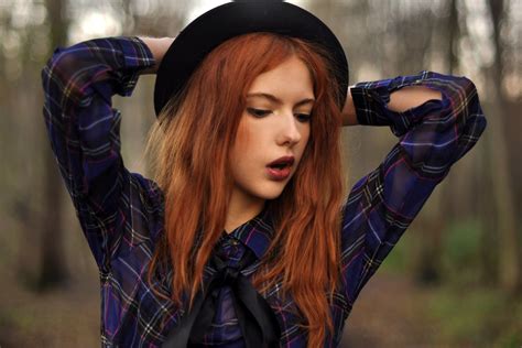 Women Women Outdoors Shirt Open Mouth Hat Long Hair Redhead Ebba