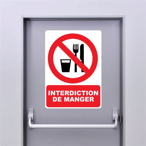 Panneau Interdiction De Manger Sigle Assiette Et Couverts Sticker Hot