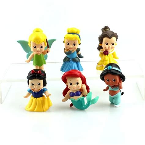 Disney Toys 6pcs Set 5 6cm Cute Mini Princess Mermaid Snow White