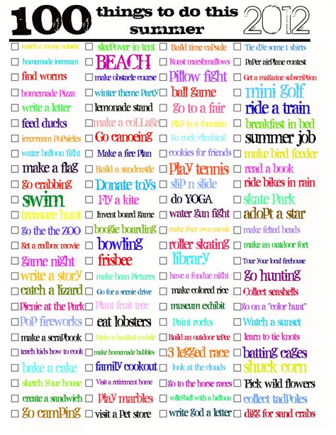 Here are the 10 best things you can do on. 100 things to do this SUMMER PDF - JADERBOMB