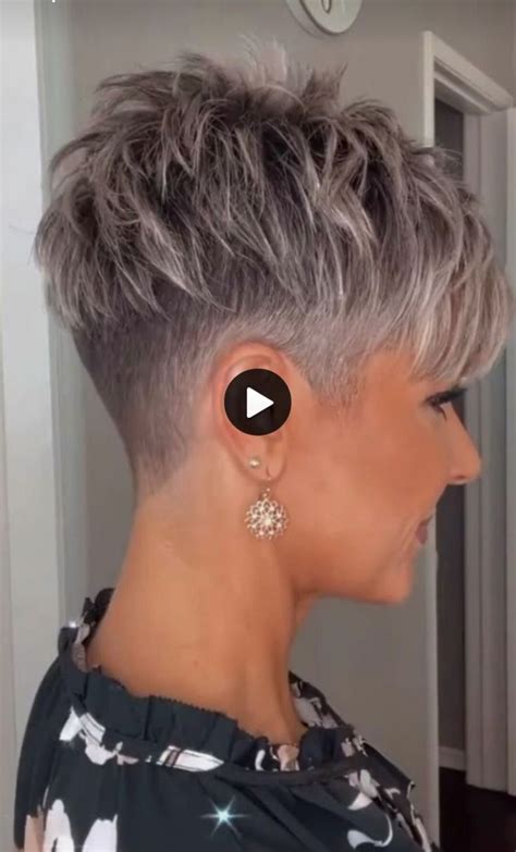 Spiky Haircut And Hairstyling In Short Silver Hair Short Hair Styles Super Short Hair