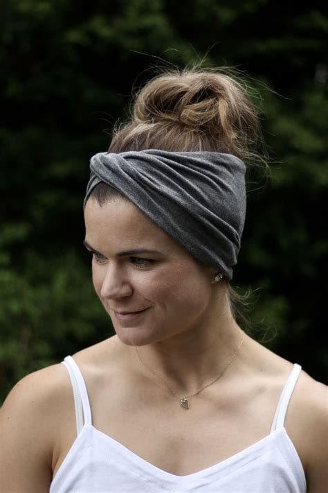 Gray Twist Headband Extra Wide Turban Headband Grey Headbands For