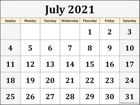 Printable Monthly Calendar July 2021 2021 Printable Calendars