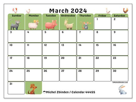 Calendar March 2024 444 Michel Zbinden En