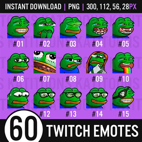 60 X Pepe Emotes Pack 02 Funny Emotes Meme Emotes Inspire Uplift