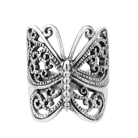 Elegantly Handcrafted Sterling Silver Butterfly Wrap Around Ring