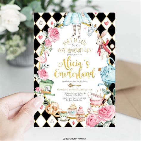 Alice In Wonderland Invitation Template Alice In Onederland 1st
