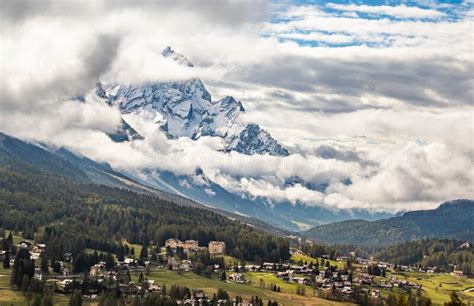 Cloudy Mystic Mountains Above Cortina D Ampezzo Dolomites Italy Stock