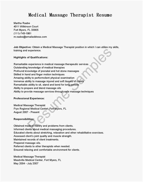 Resume Samples Medical Massage Therapist Resume
