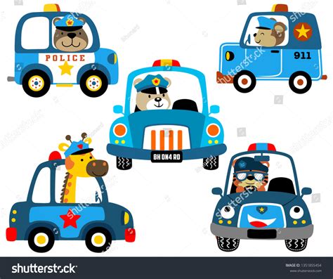 Vector Set Police Cars Funny Cops Stock Vector Royalty Free