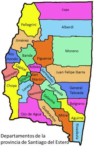 Mapa De Santiago Del Estero Provincia Departamentos Turístico