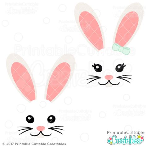 Girl And Boy Easter Bunny Face Free Svg Cut File And Clipart