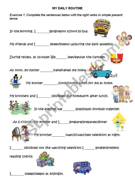 Daily Routines Grammar Worksheet Verbs Present Simple Vrogue