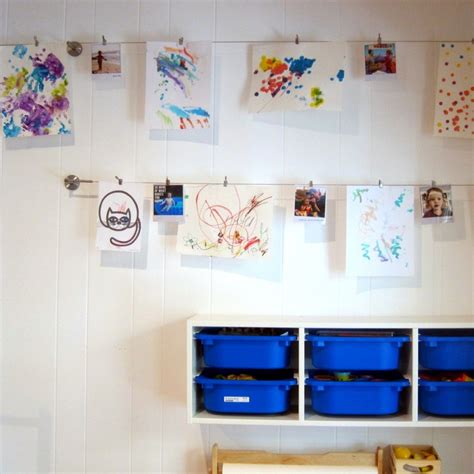 A playful and sturdy storage series for storing and organizing toys, sitting, playing, and relaxing. Kids Art Display Ikea Hack | Art display kids, Toddler art ...