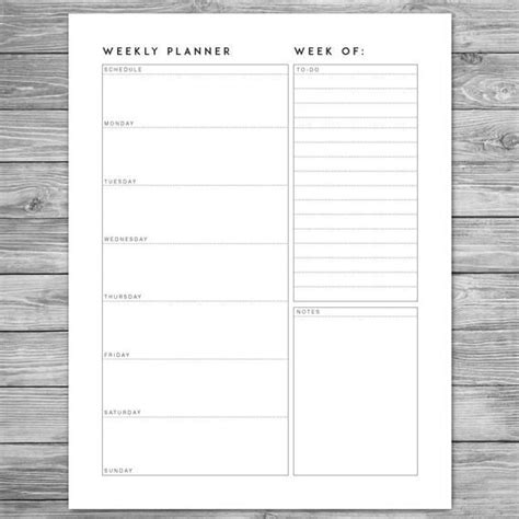 Printable Minimalist Weekly Planner Weekly Schedule Weekly Agenda