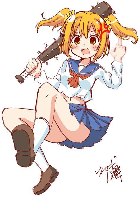 Usagi Koushaku Popuko Poptepipic Highres 1girl Anger Vein Angry Ass Baseball Bat Blonde