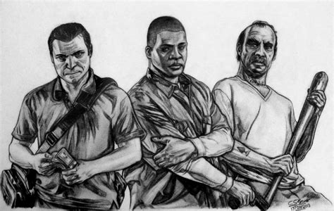 Grand Theft Auto Five Gta V Fan Art Drawing By Lethalchris On Deviantart