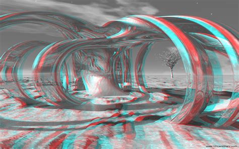 Sculpture Golden Fractal 3d Stereo Anaglyph Image Red Cyan Mono